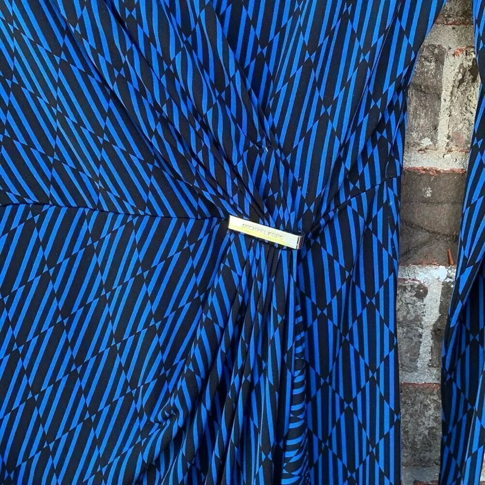 Take 50% OFF- Michael Kors Blue Ribbed Wrap Dress, Size-XS
